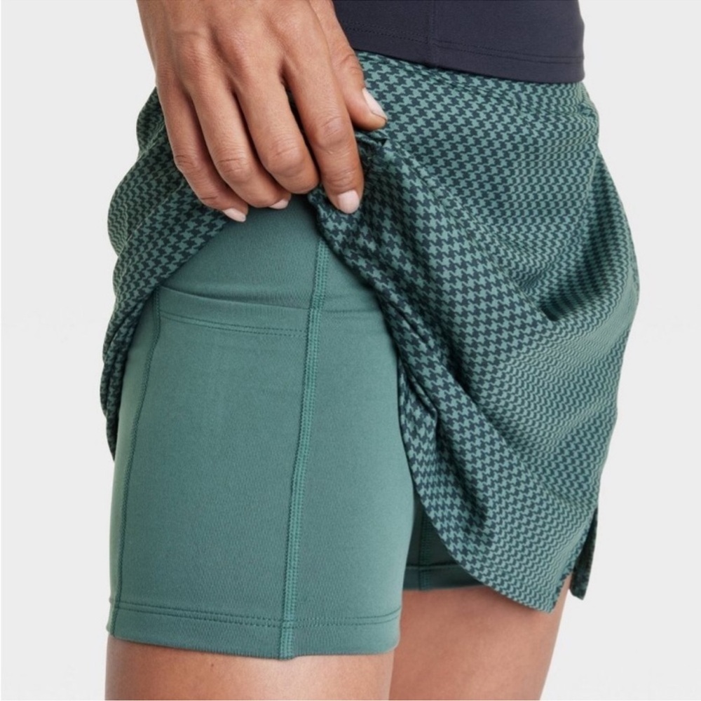 XXL - Womens Knit Slit Skort - All In Motion - Dark Green plaid